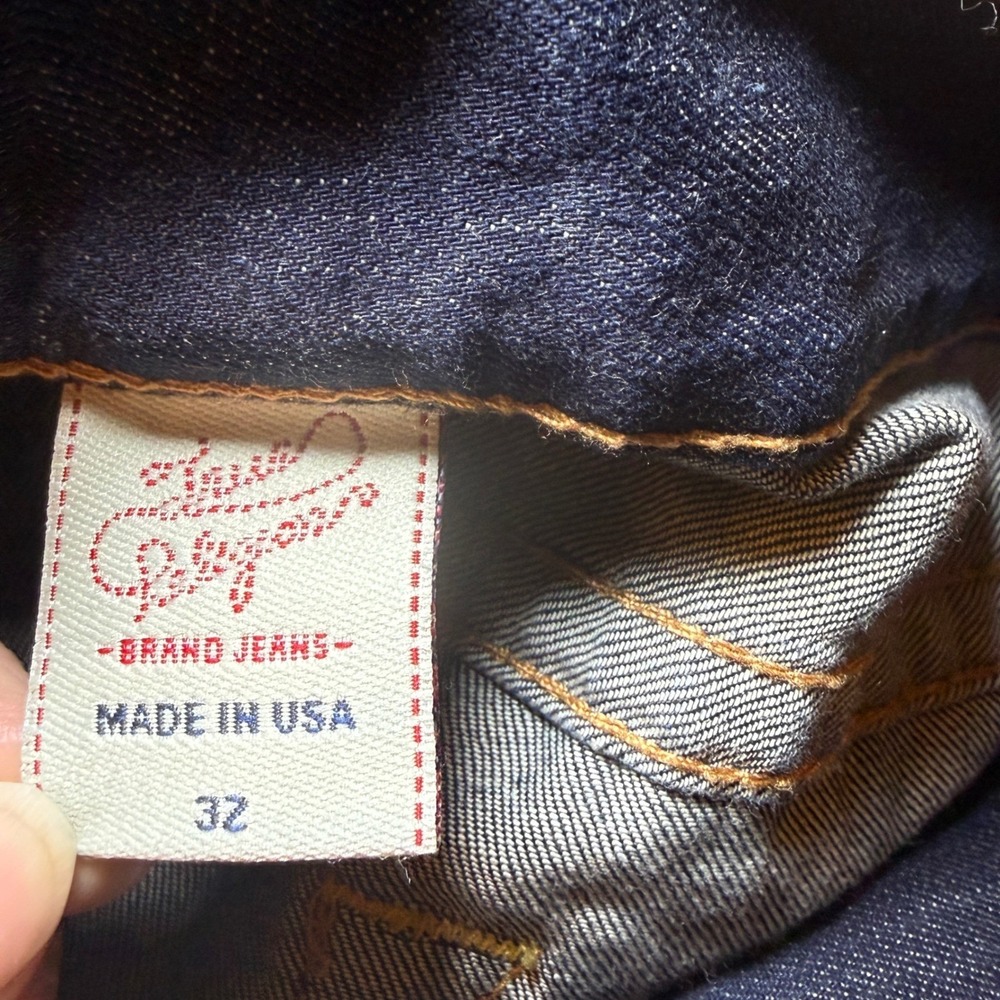 True Religion Bobby Jeans Mens 32 Dark Wash Straight Leg Horseshoe Stitching - Picture 8 of 13